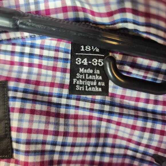 Mens Nordstrom Tech-Smart Red Blue White Check Classic Fit Long sleeve Shirt 19 - Picture 4 of 8
